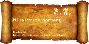 Mihalovics Norbert névjegykártya
